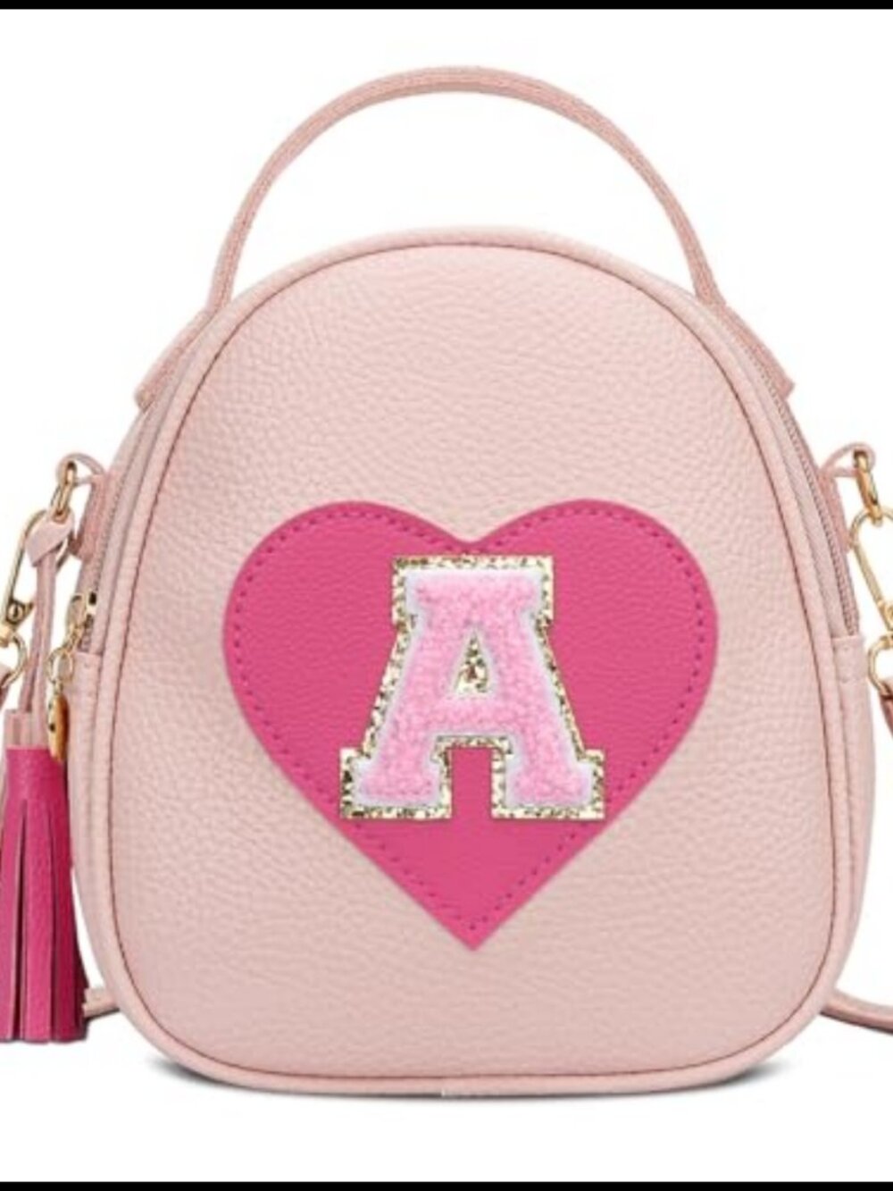 Personalized Girls Crossbody Purse Vegan Leather Heart Bag with Adjustable Strap